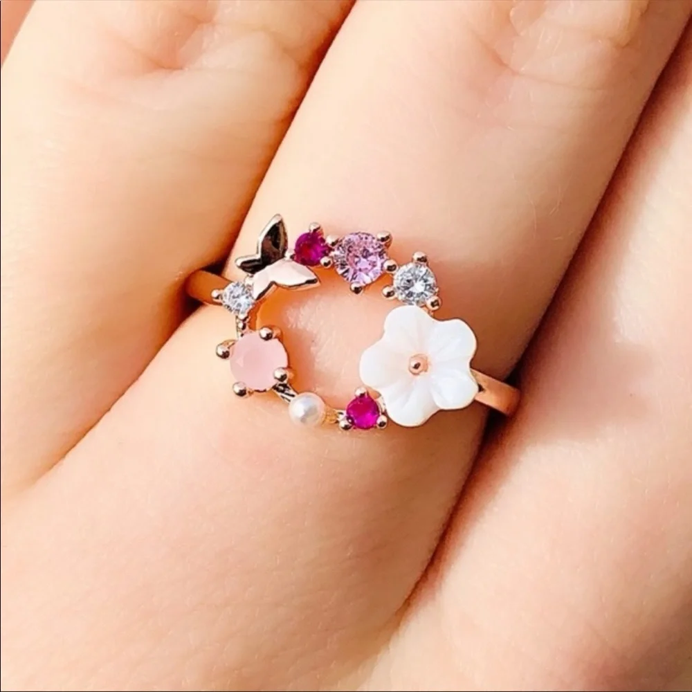 New Lovely Rose Gold Butterfly Creative Ring - Picture 4 of 5